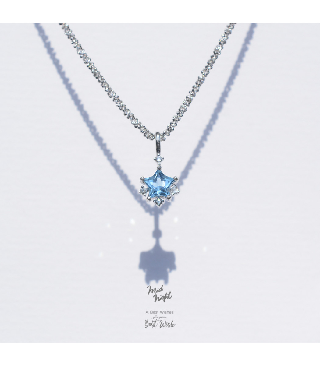 Chapter Thirteen-Swiss Blue Topaz Sparkle Star Necklace