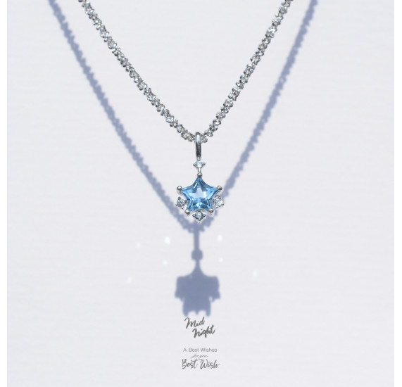 Chapter Thirteen-Swiss Blue Topaz Sparkle Star Necklace