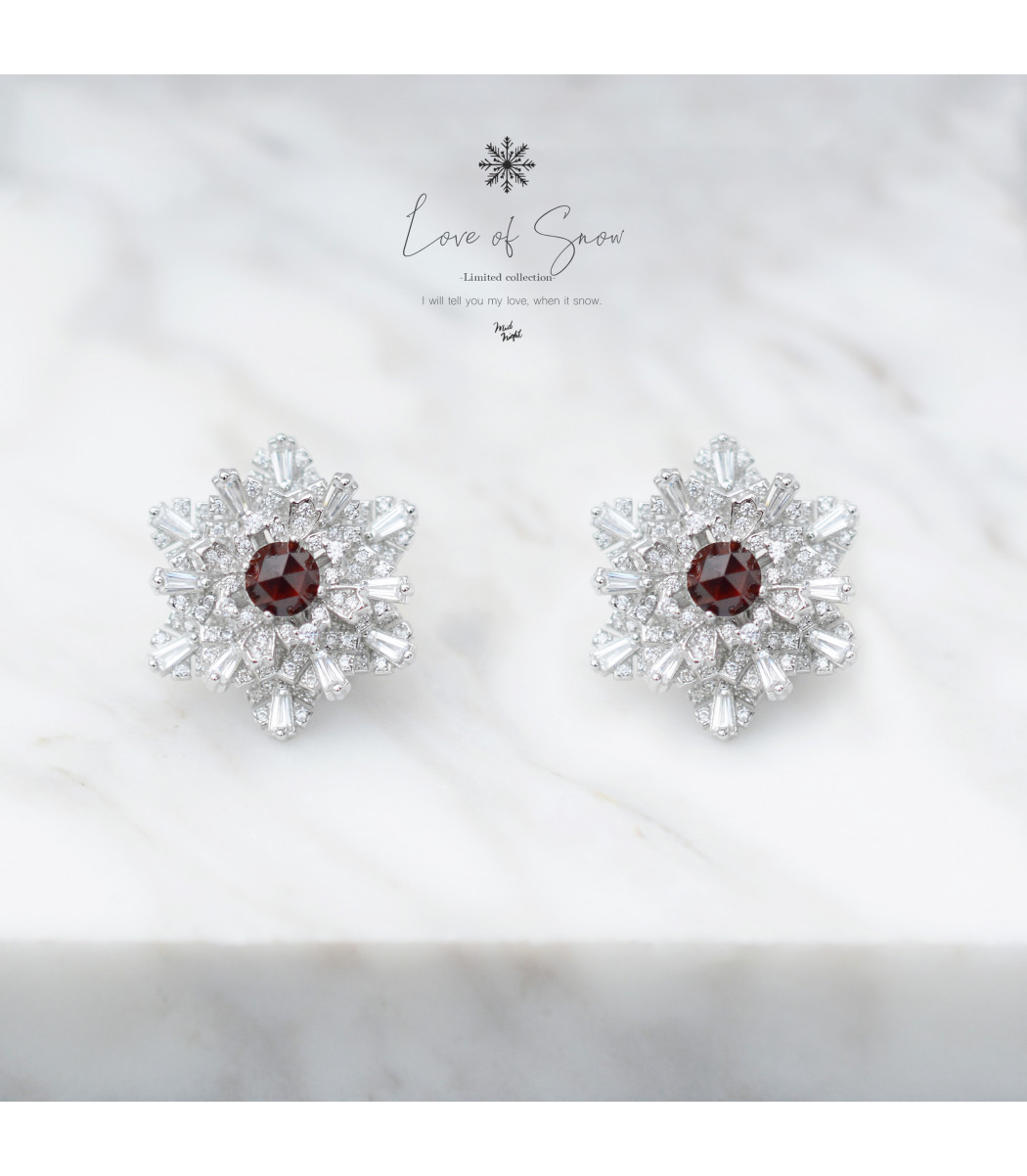 Limited Collection-Garnet Snowflake Earring