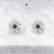 Limited Collection-Garnet Snowflake Earring