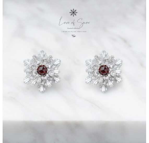 Limited Collection-Garnet Snowflake Earring