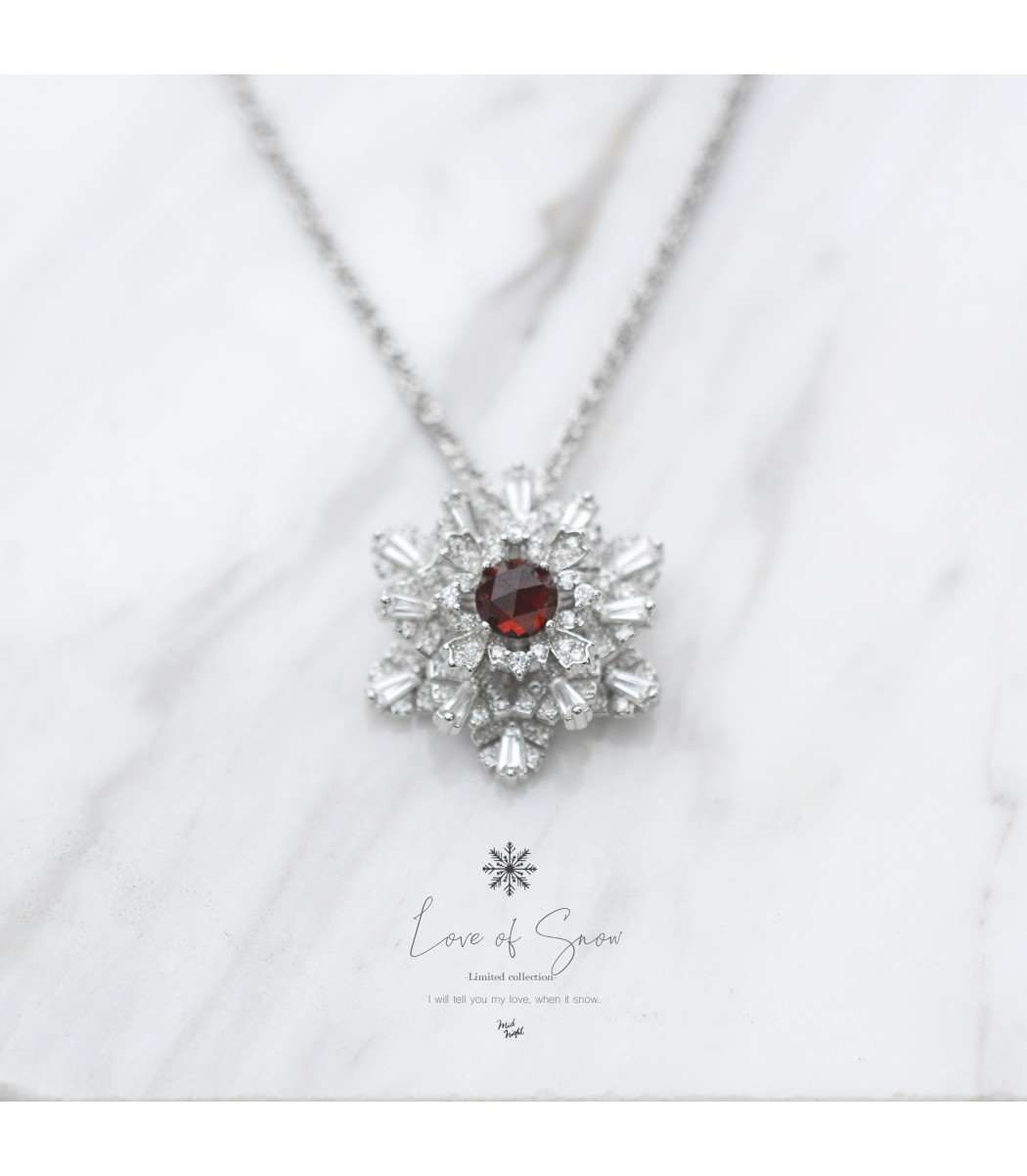 Limited Collection-Garnet Snowflake Necklace