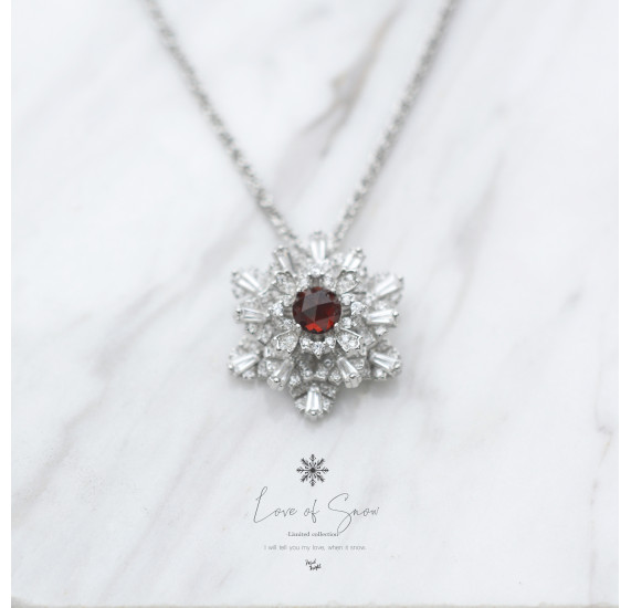 Limited Collection-Garnet Snowflake Necklace