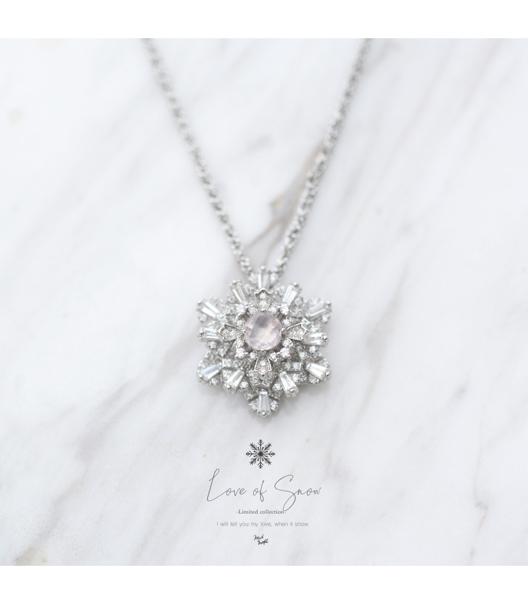 Limited Collection-Rose Stone Snowflake Necklace