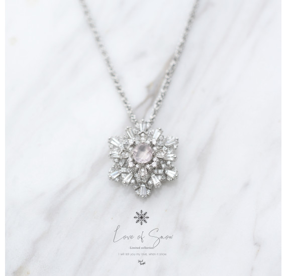 Limited Collection-Rose Stone Snowflake Necklace