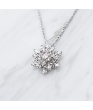 Limited Collection-Rose Stone Snowflake Necklace