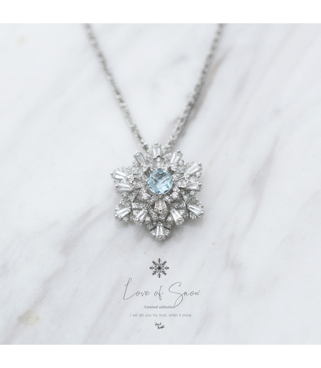 Limited Collection-Sky Blue Topaz Snowflake Necklace