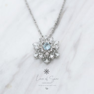 Limited Collection-Sky Blue Topaz Snowflake Necklace