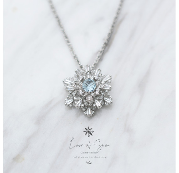 Limited Collection-Sky Blue Topaz Snowflake Necklace