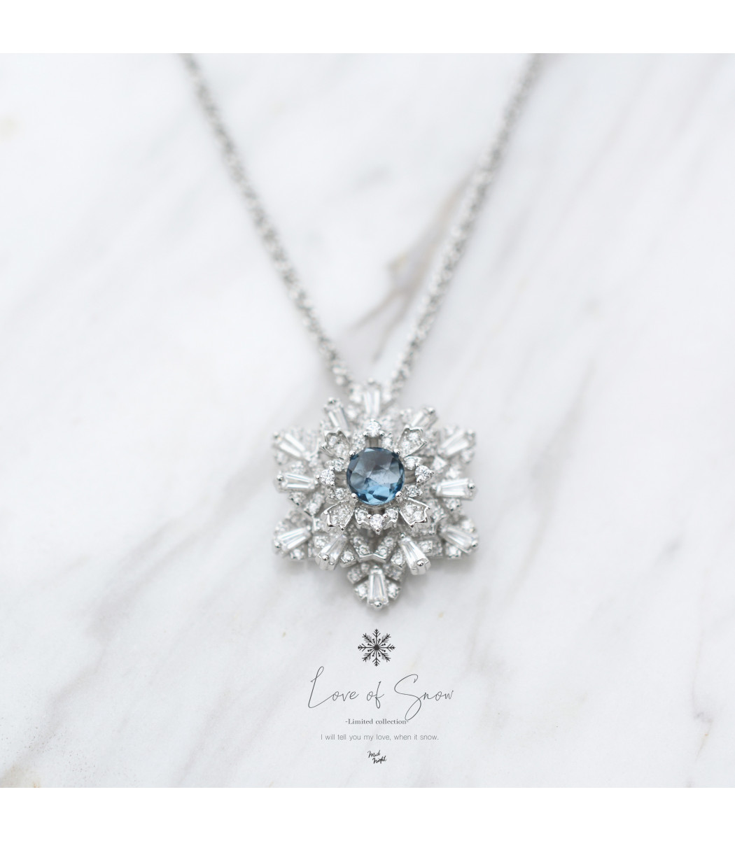 Limited Collection-London Blue Topaz Snowflake Necklace