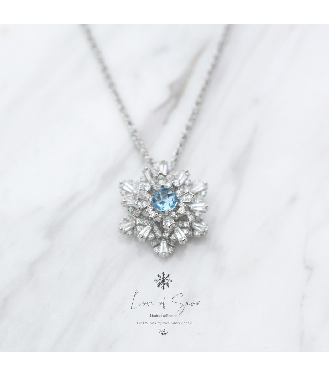 Limited Collection-Swiss Blue Topaz Snowflake Necklace