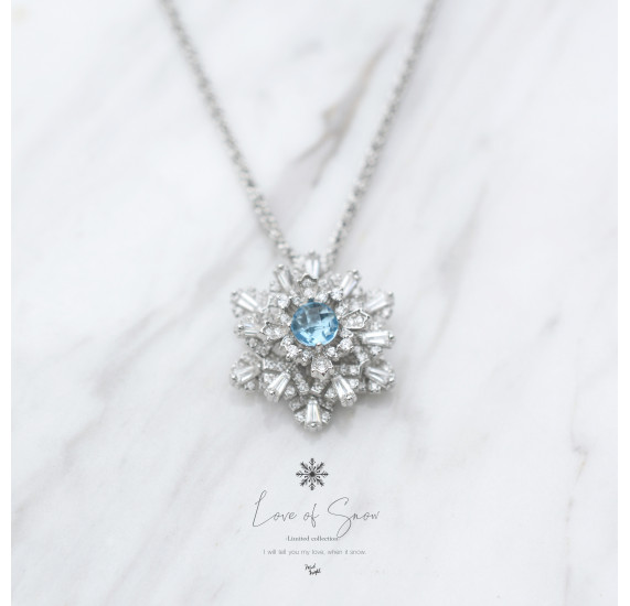 Limited Collection-Swiss Blue Topaz Snowflake Necklace