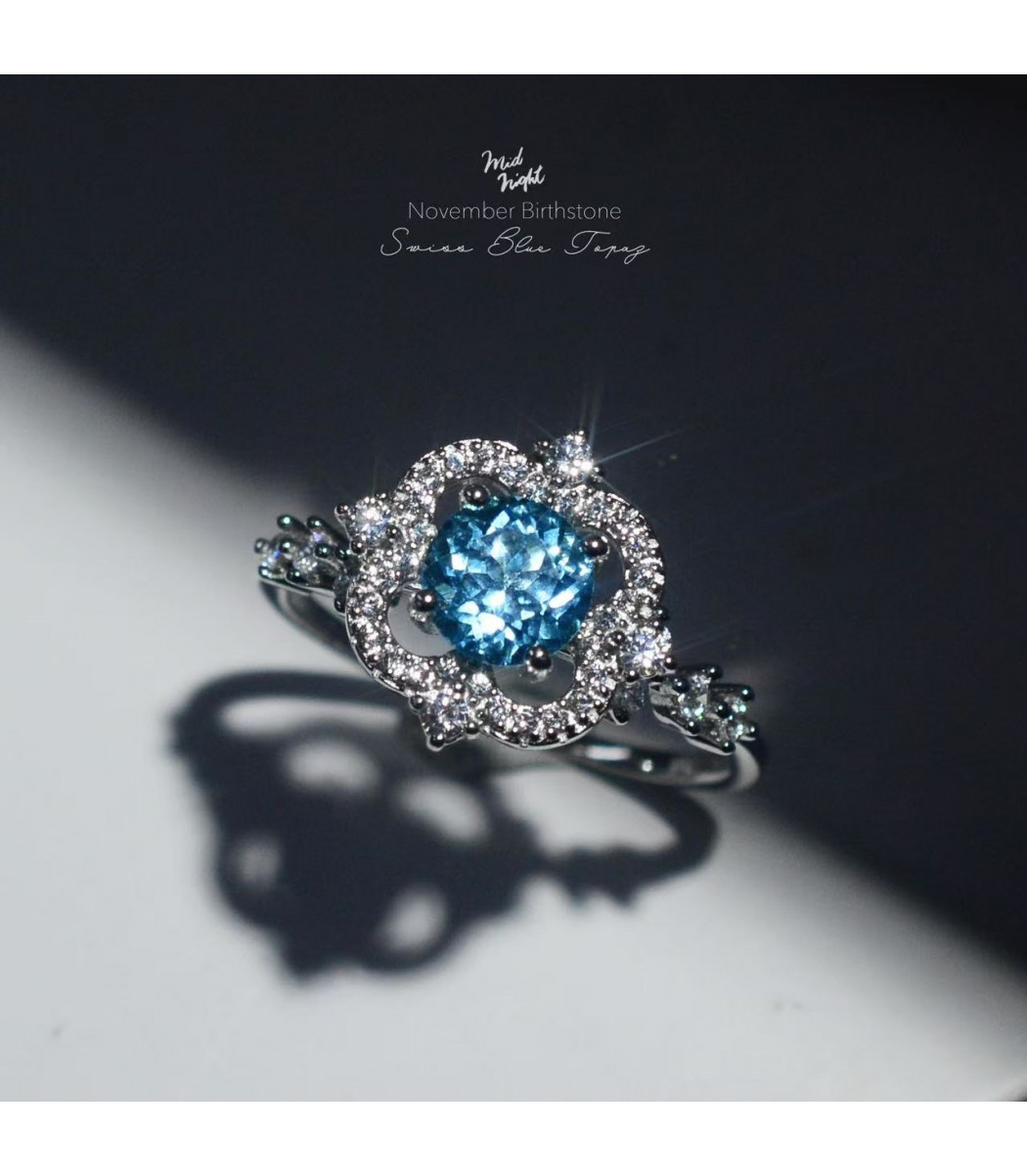 Chapter Thirteen-Swiss Blue Topaz Brilliant Ring 